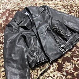 Zara Dark Gray/brown Leather Jacket